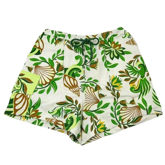 NWT Farm Rio Tie Front Cargo Shorts Pleated Tropical Sz XS Anthropologie $158 - Picture 5 of 14